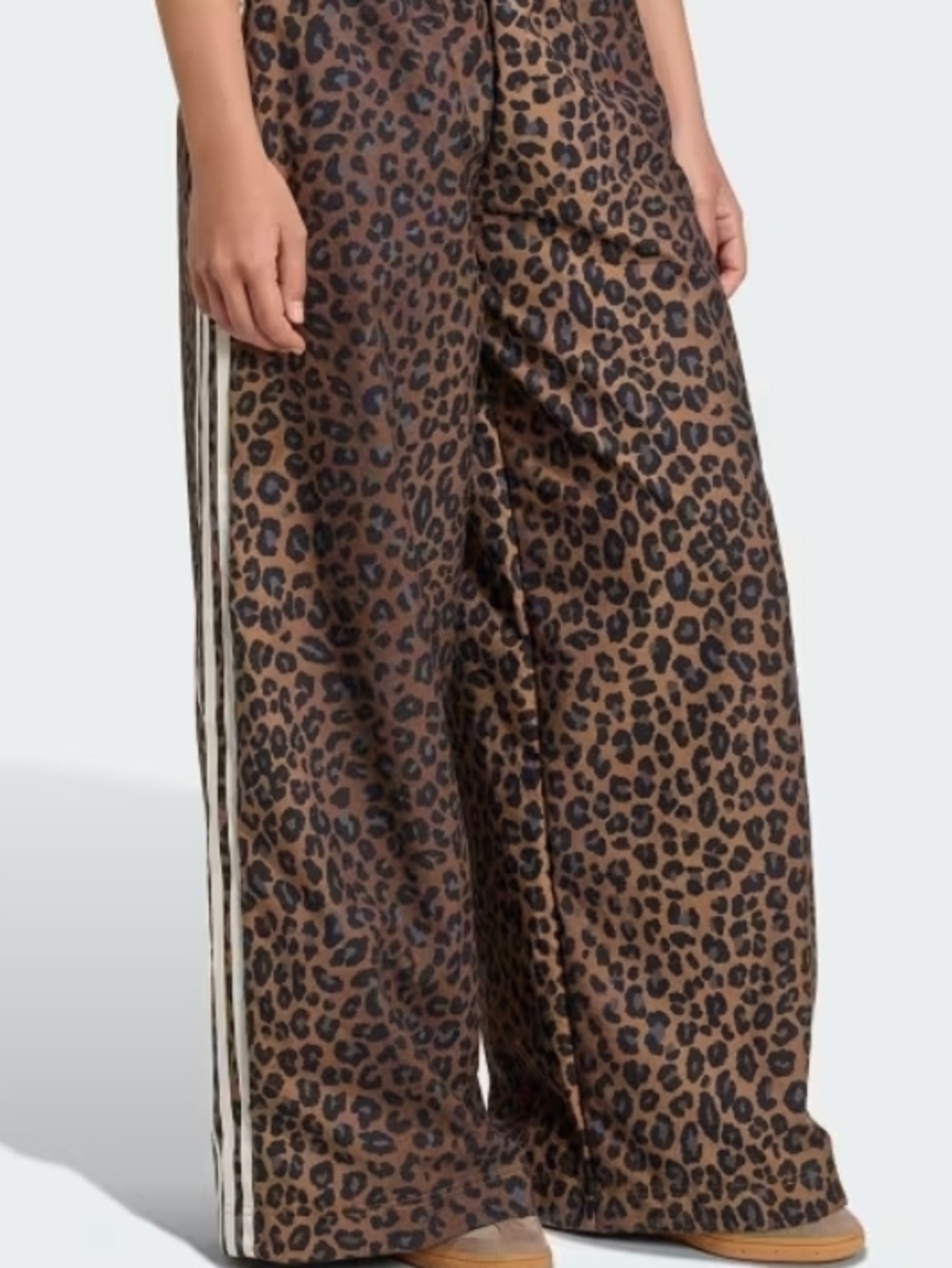 adidas Originals Brown Leopard Leggings with White Stripe Trim